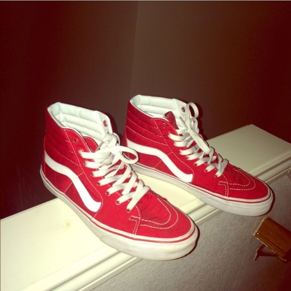 vans high tops red and white